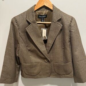 Club Monaco Wool Blend Metallic Cropped Blazer Size 12 3/4 Sleeve